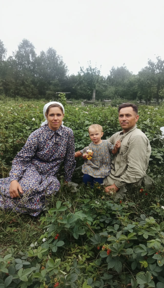 Семья в поле — после