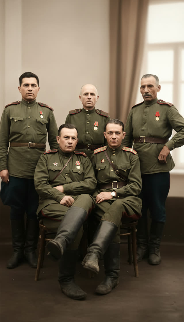 Военный групповой снимок — после